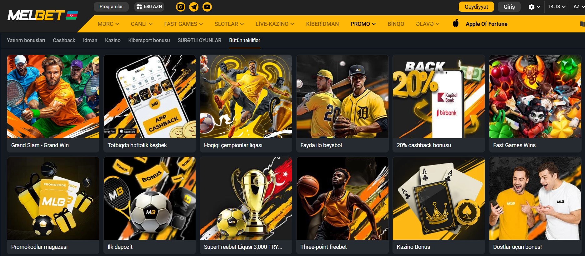 Melbet onlayn kazinosunda bonuslar