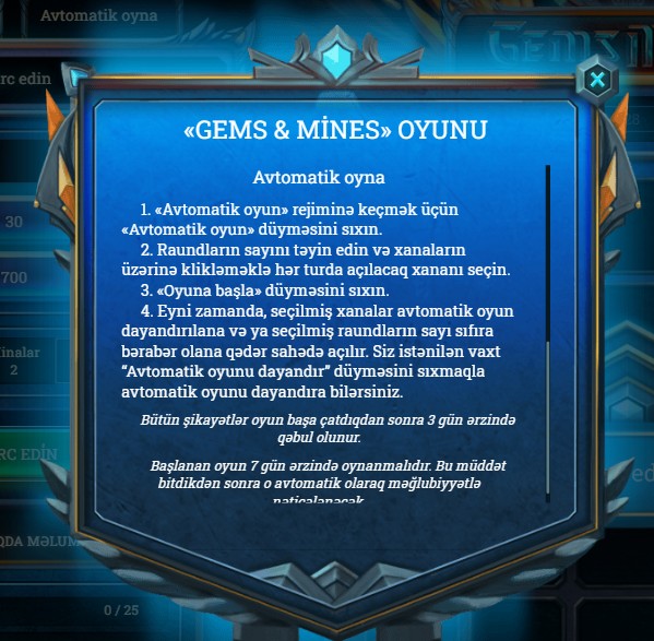 Melbet saytında Mines in Azerbaijan oynayın